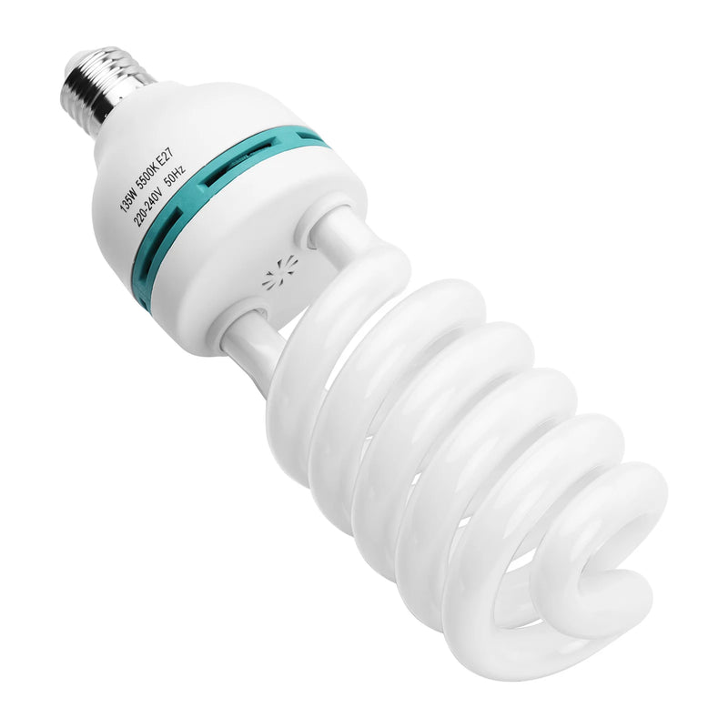 Lâmpada fluorescente espiral Andoer 135 W 5500 K Luz do dia CRI90 Soquete E27 Economia de energia para estúdio de fotografia Iluminação de vídeo