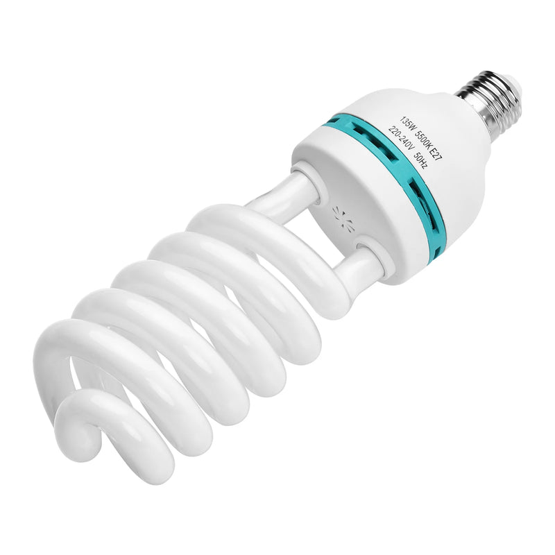 Lâmpada fluorescente espiral Andoer 135 W 5500 K Luz do dia CRI90 Soquete E27 Economia de energia para estúdio de fotografia Iluminação de vídeo