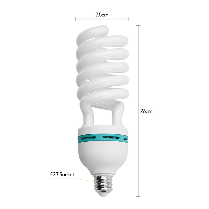 Lâmpada fluorescente espiral Andoer 135 W 5500 K Luz do dia CRI90 Soquete E27 Economia de energia para estúdio de fotografia Iluminação de vídeo