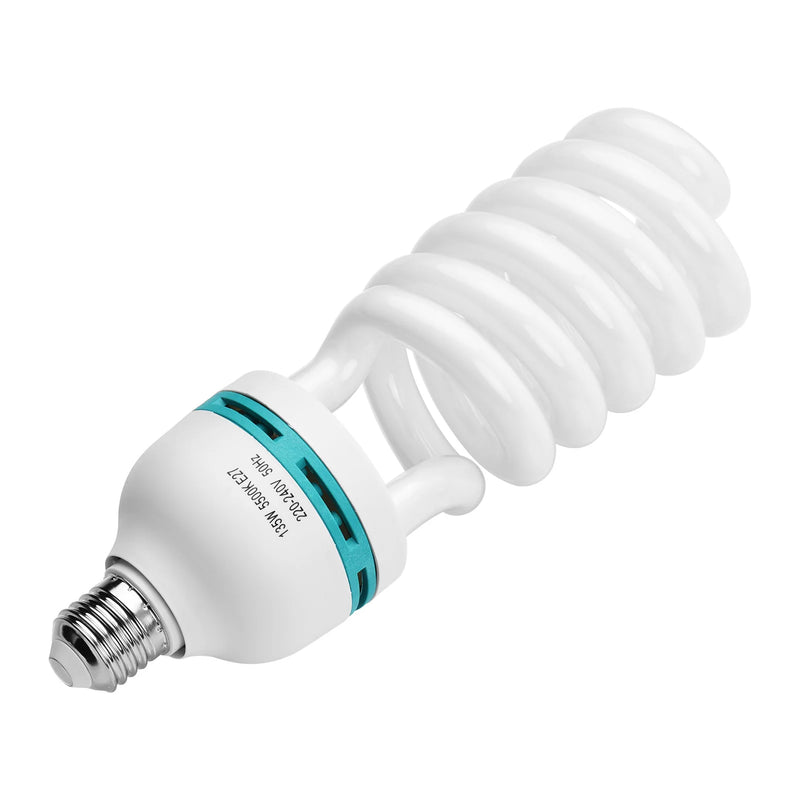 Lâmpada fluorescente espiral Andoer 135 W 5500 K Luz do dia CRI90 Soquete E27 Economia de energia para estúdio de fotografia Iluminação de vídeo