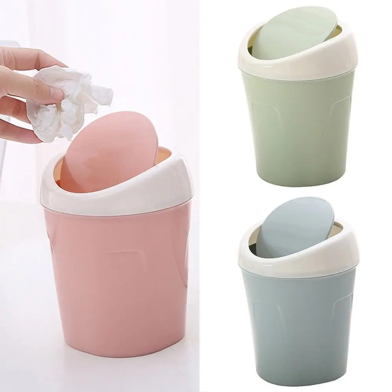 LIxeira criativa com tampa giratória de plastico.