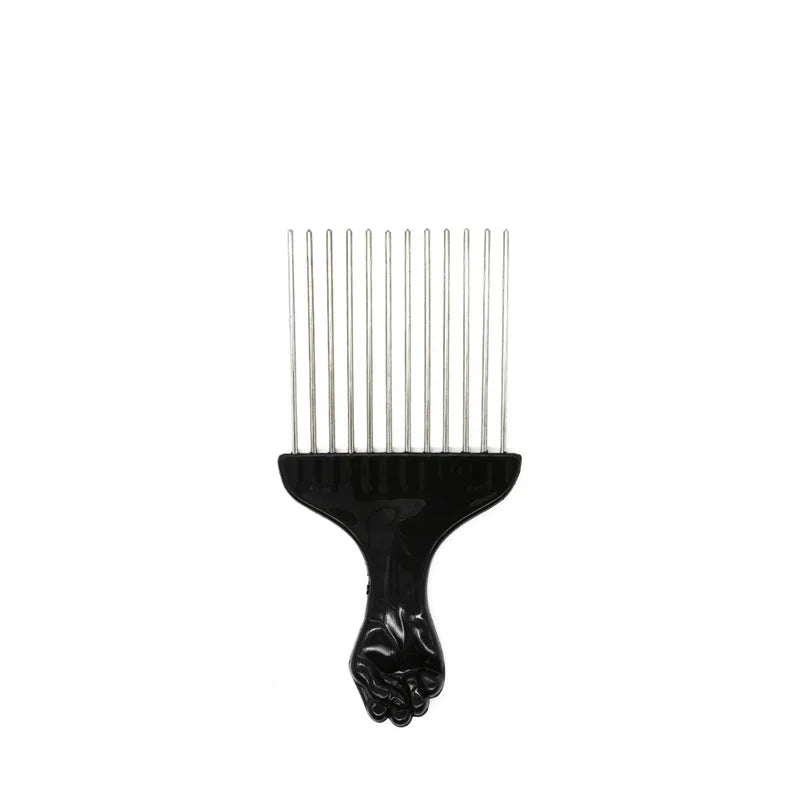 Professional Barber Hair Styling Afro Comb Plastic Handle Metal Tooth Hairdressing