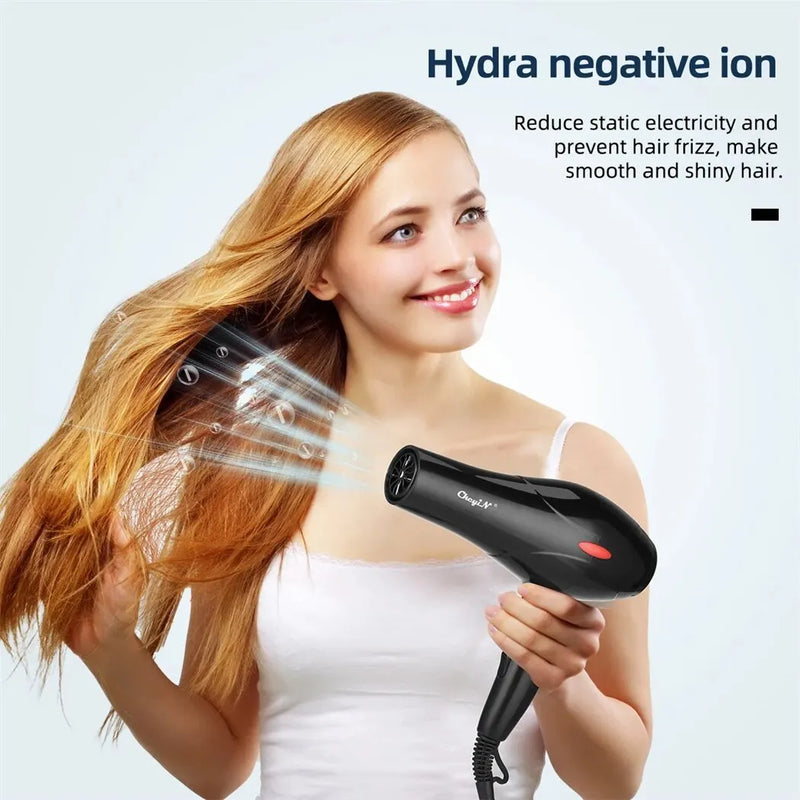Secador de cabelo profissional CkeyiN 1600W, soprador de íons negativos, uso doméstico, secador quente e frio, soprador de salão, difusor, bico concentrador