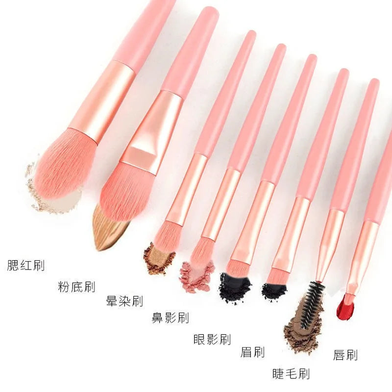Kit com 8 Pincéis de Maquiagem Profissionais – Nylon & Plástico Transforme sua maquiagem.