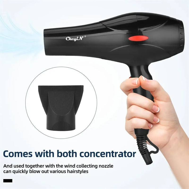 Secador de cabelo profissional CkeyiN 1600W, soprador de íons negativos, uso doméstico, secador quente e frio, soprador de salão, difusor, bico concentrador