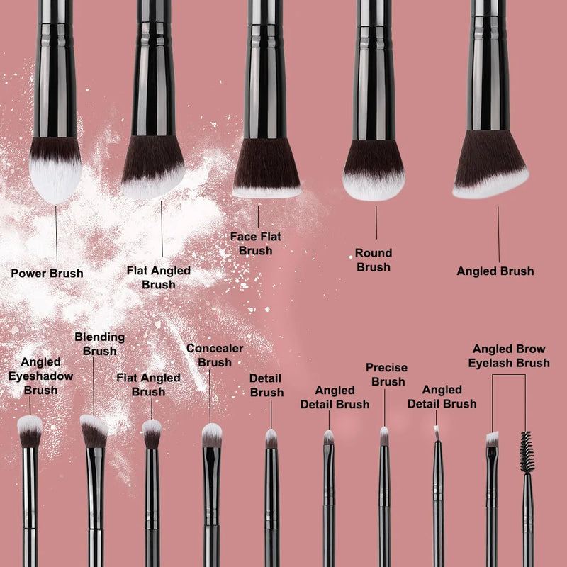 Conjunto de 14 pincéis de maquiagem macios