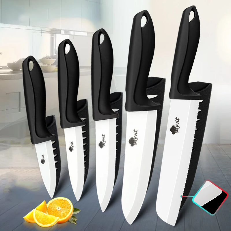 Faca de cerâmica 3/4/5/6 polegadas, fatiador utilitário de chef, faca de pão serrilhada, conjunto de facas de cerâmica de cozinha, lâmina de zircônia, ferramenta de cozinha