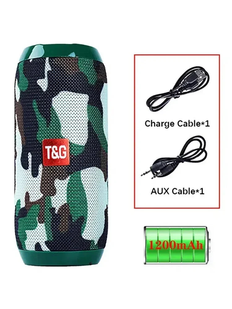 TG117 Caixa de Som Portátil Bluetooth para Exteriores, Woofer Sem Fio, Chamadas Gratuitas, FM, Cartão TF, Pen Drive USB, Conexão para Celular, Tablet, TV