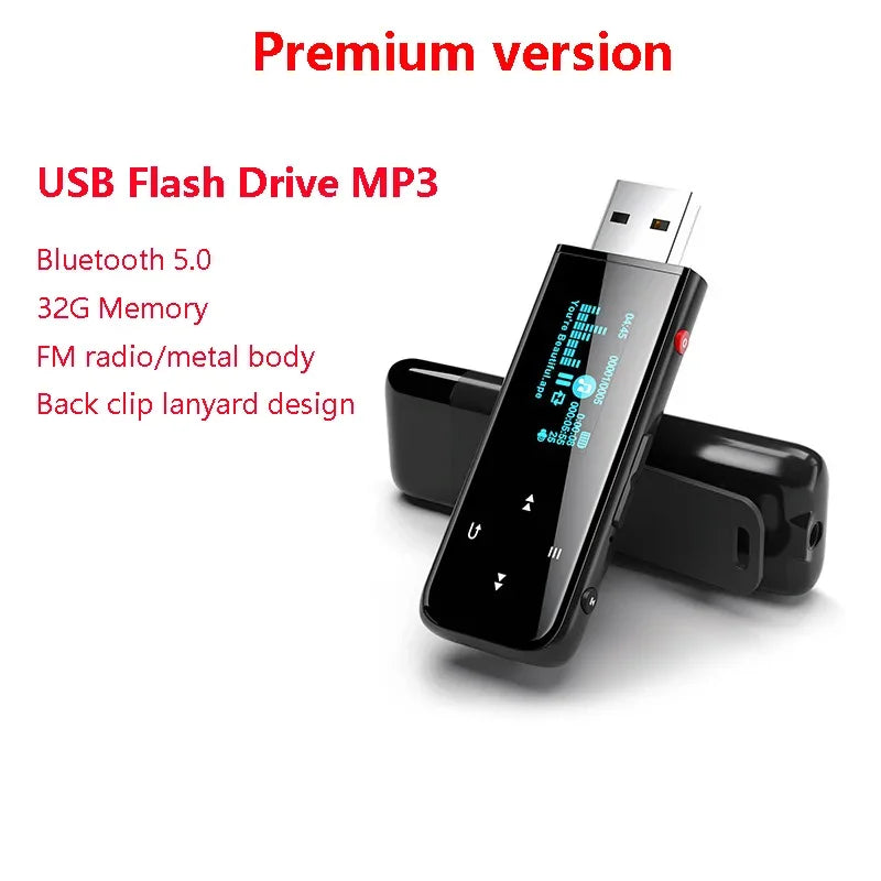 Leitor de música portátil MP3 Walkman USB Leitura Bluetooth 5.0 Gravação HD Esportes Lossless HIFI Leitor de música Rádio FM