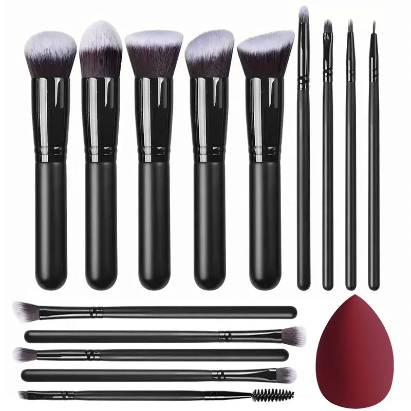Conjunto de 14 pincéis de maquiagem macios