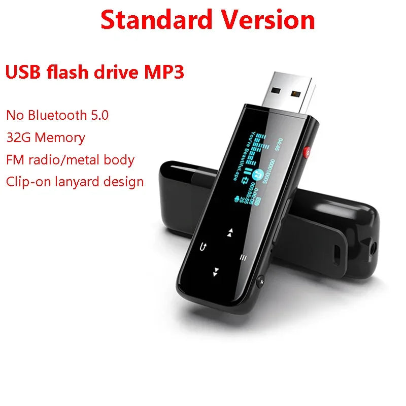 Leitor de música portátil MP3 Walkman USB Leitura Bluetooth 5.0 Gravação HD Esportes Lossless HIFI Leitor de música Rádio FM
