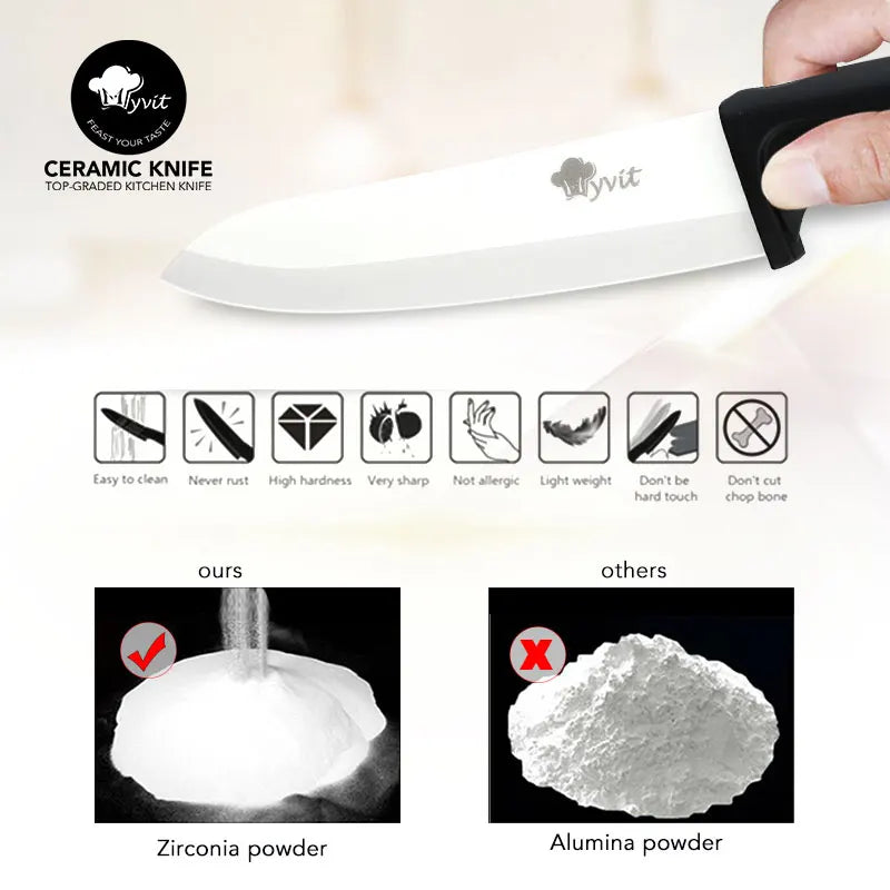 Faca de cerâmica 3/4/5/6 polegadas, fatiador utilitário de chef, faca de pão serrilhada, conjunto de facas de cerâmica de cozinha, lâmina de zircônia, ferramenta de cozinha