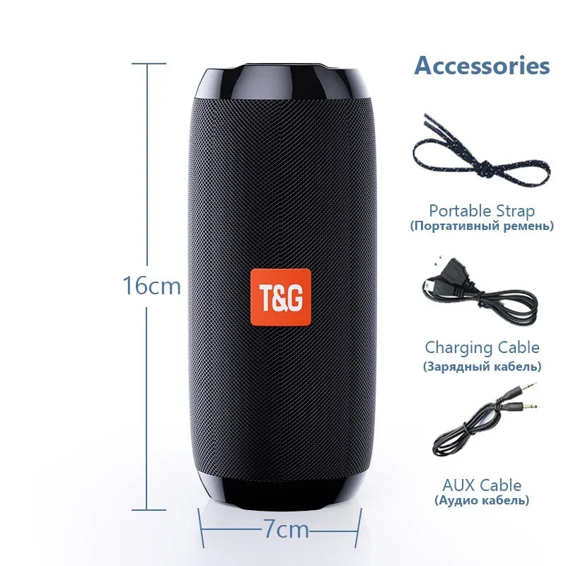 TG117 Caixa de Som Portátil Bluetooth para Exteriores, Woofer Sem Fio, Chamadas Gratuitas, FM, Cartão TF, Pen Drive USB, Conexão para Celular, Tablet, TV