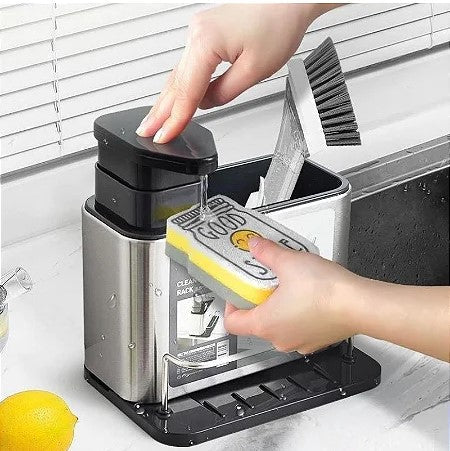 Dispenser Aço Inox Porta Detergente 3 em 1