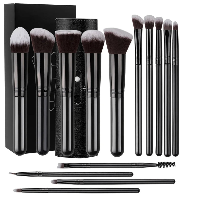 Conjunto de 14 pincéis de maquiagem macios